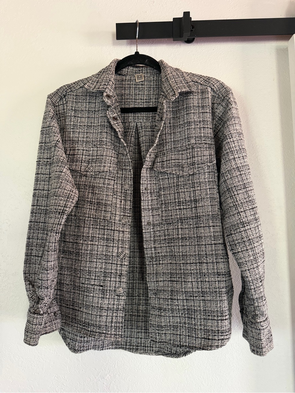Toteme women’s medium tweed Black & White Textured Lightweight Shirt Jacket